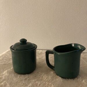 Newcor Bravo Hunter Green 6oz Creamer & Sugar Bowl w/Lid